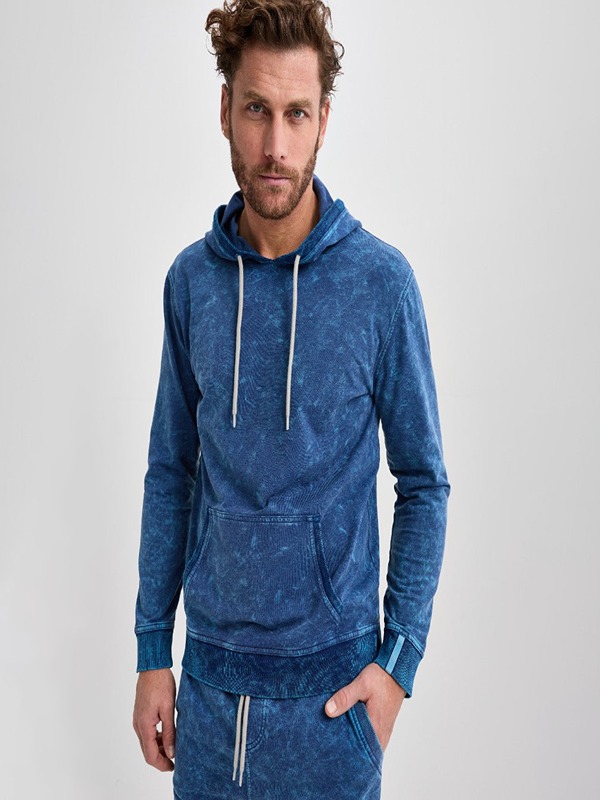 Men Customizable Logo Embroidered Acid Wash Heavyweight Sustainable Cotton Hoodie 