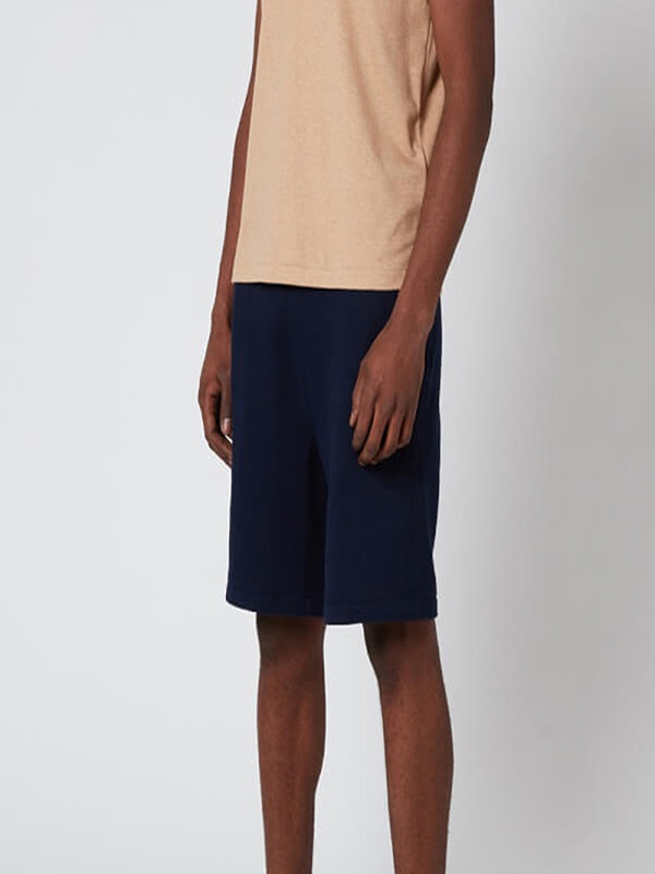 Women Blue Solid Color Elastic Waist Shorts Contrast Binding Breathable Summer Wear Regular Fit
