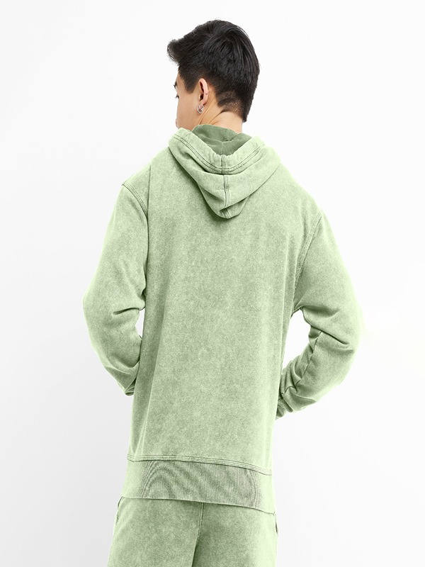 100% Cotton Heavyweight Acid Wash French Terry Hoodie Sun Faded for Winter Hooded
