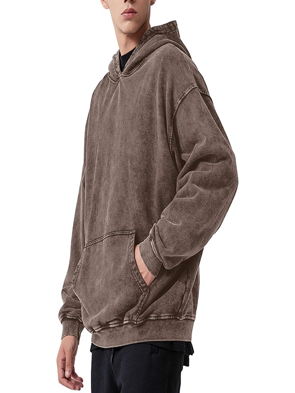 Hooded Top Vintage Acid Washed French Terry Embroidered Autumn Eco Friendly Hoodies