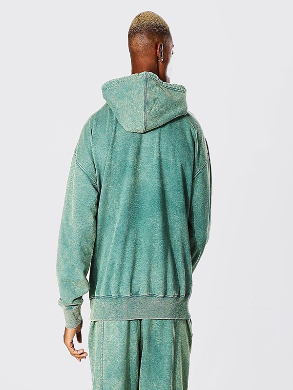 Wholesale Casual Blank Cotton French Terry Customize Acid Wash Hoodie for Men