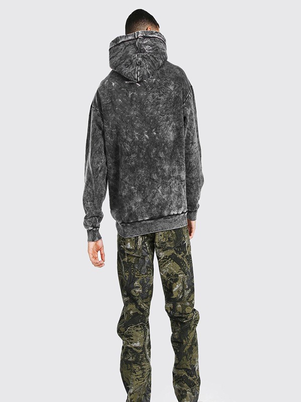Custom Clothing Manufacturers French Terry Print Hood Sun Faded Acid Wash Hoodie