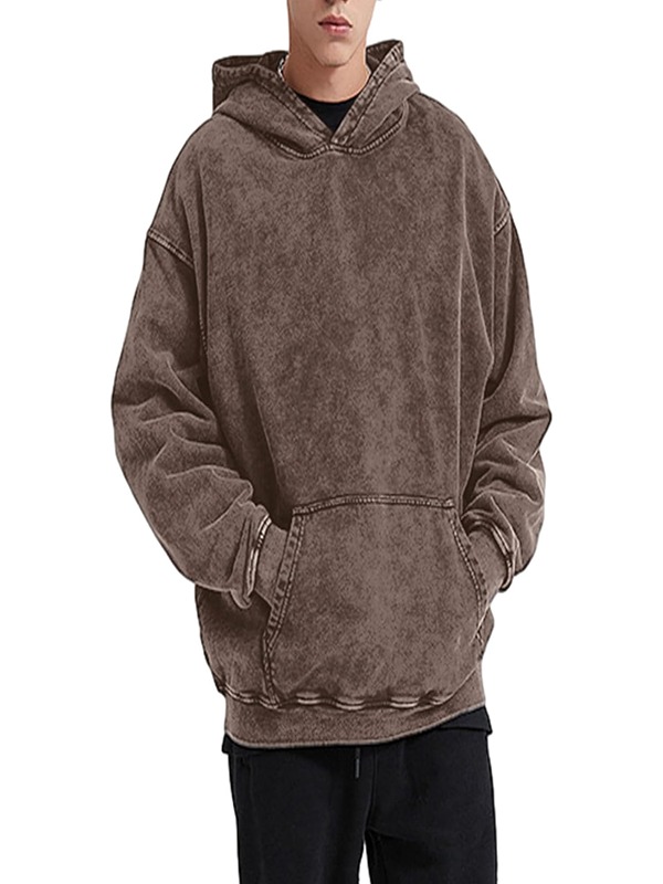Hooded Top Vintage Acid Washed French Terry Embroidered Autumn Eco Friendly Hoodies