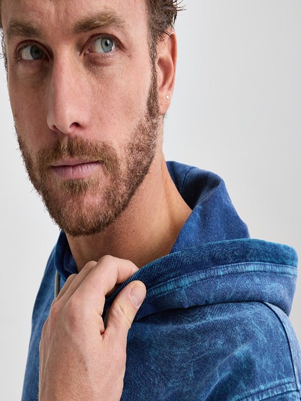 Men Customizable Logo Embroidered Acid Wash Heavyweight Sustainable Cotton Hoodie 