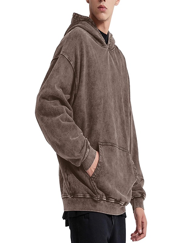 Hooded Top Vintage Acid Washed French Terry Embroidered Autumn Eco Friendly Hoodies