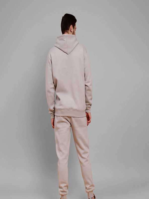 Men High Quality Cotton Knitted Hooded Sweatshirt Set Two Piece Tracksuit for Winter Jogging
