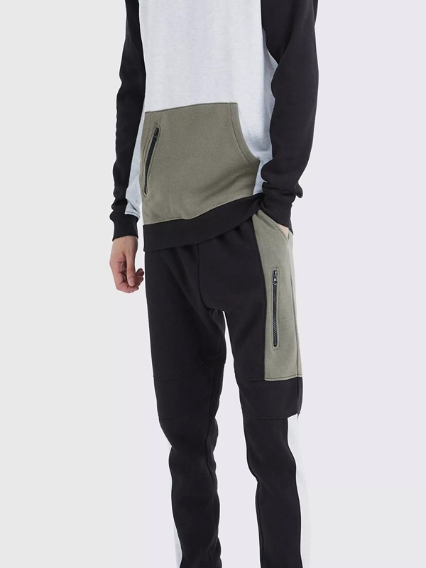 Custom Men Pullover Hoodie Sweatshirt Set Jogging Tracksuit with Hip Hop Style for Winter