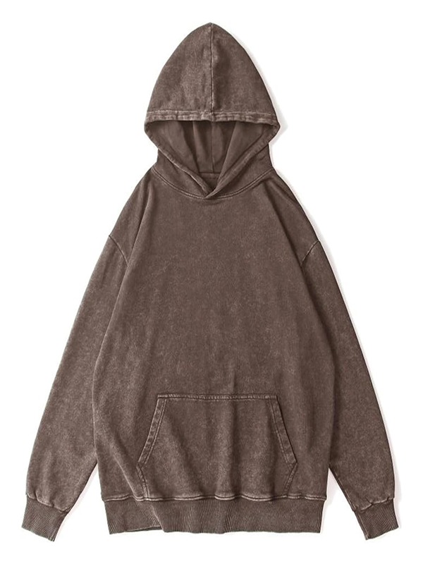 Hooded Top Vintage Acid Washed French Terry Embroidered Autumn Eco Friendly Hoodies