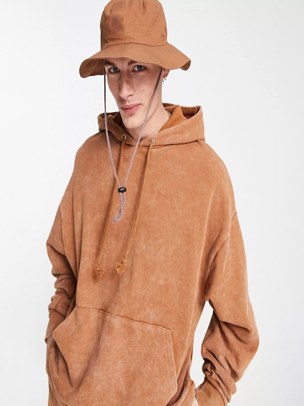 New Trending Men Vintage Acid Wash Plain Hoodies Sun faded Wash Blank Hoodie